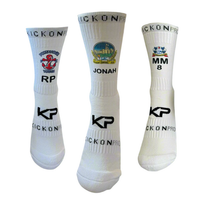 Personalised KickonPro Grip Socks For Athletes - White