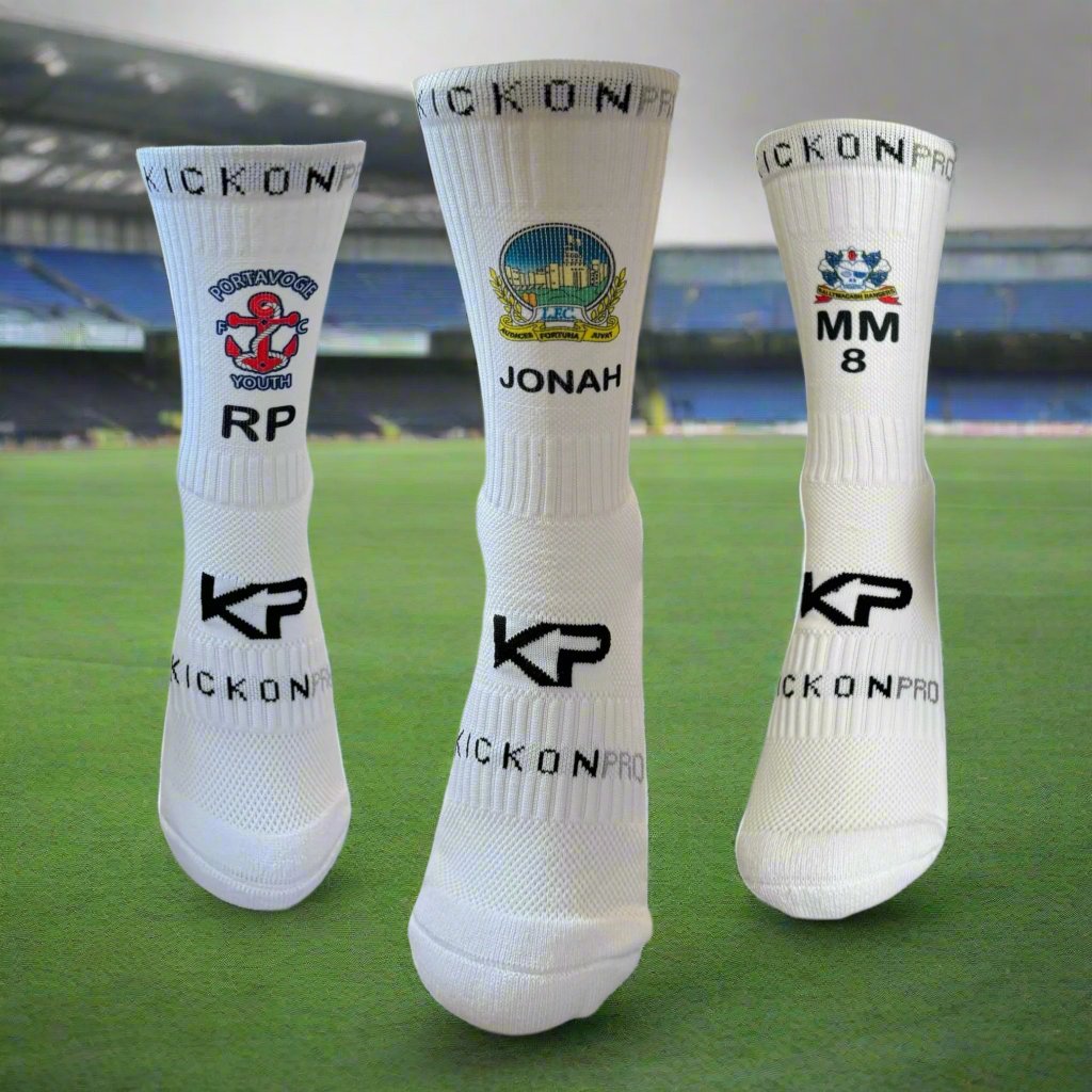 Personalised KickonPro Grip Socks For Athletes - White